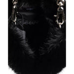 Dolce & Gabbana Black Faux Fur Silver Chain Crossbody Shoulder Purse Bag