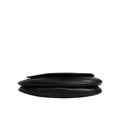 Dolce & Gabbana Black Leather Flap Saddle Shoulder Bag