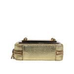 Dolce & Gabbana Gold Leather DG Logo Plaque Zip Around Clutch Bag