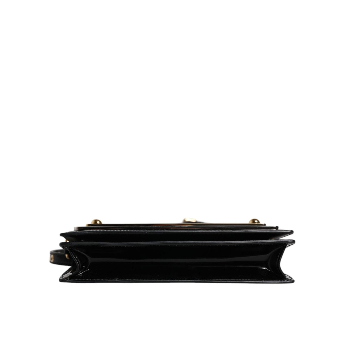 Dolce & Gabbana Black Patent Leather Logo Plaque Crossbody Bag
