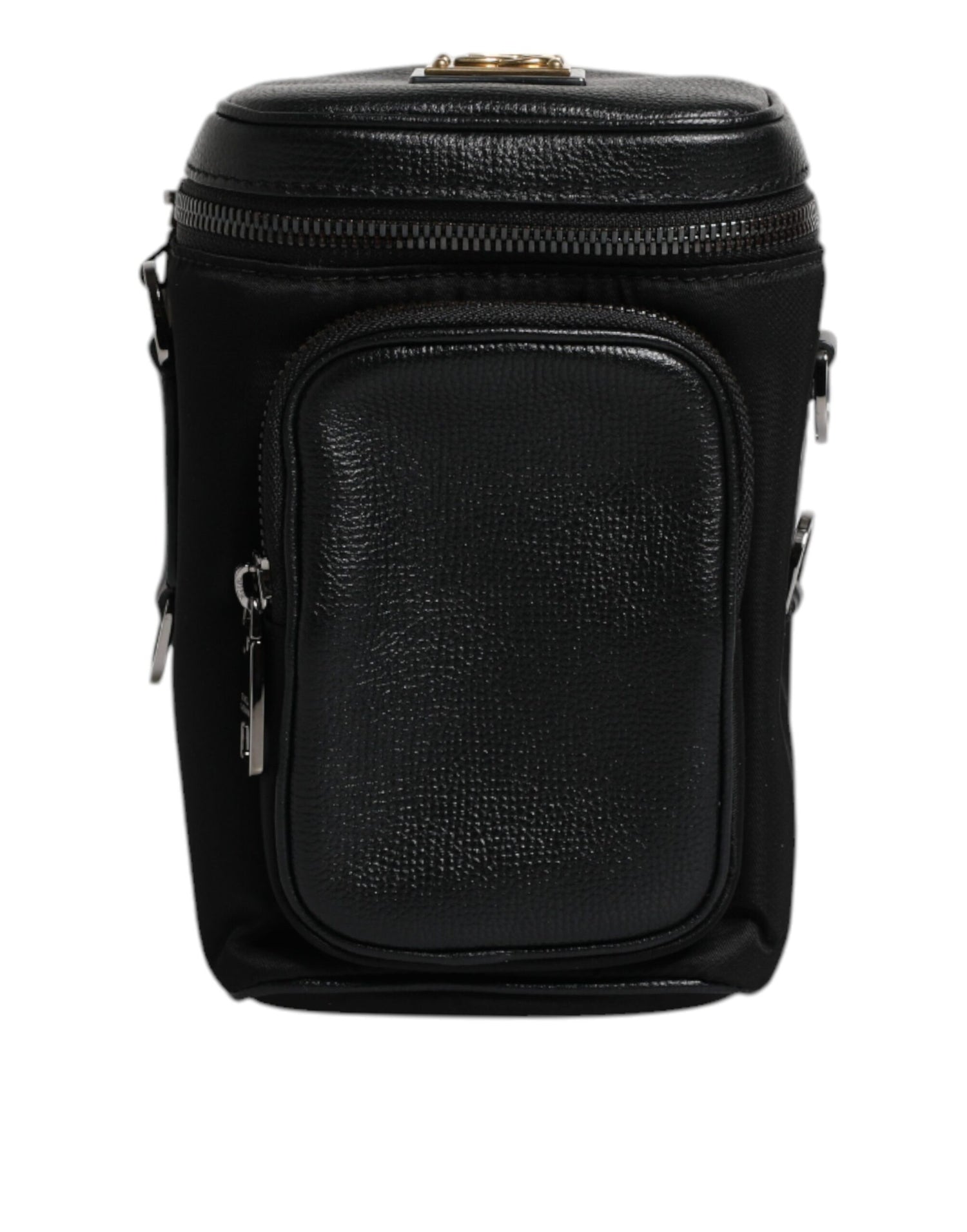 Front view with bag zipped and handles upright.