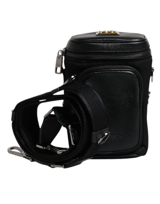 Dolce & Gabbana Black Leather Logo Purse Crossbody Camera Bag BAG4166