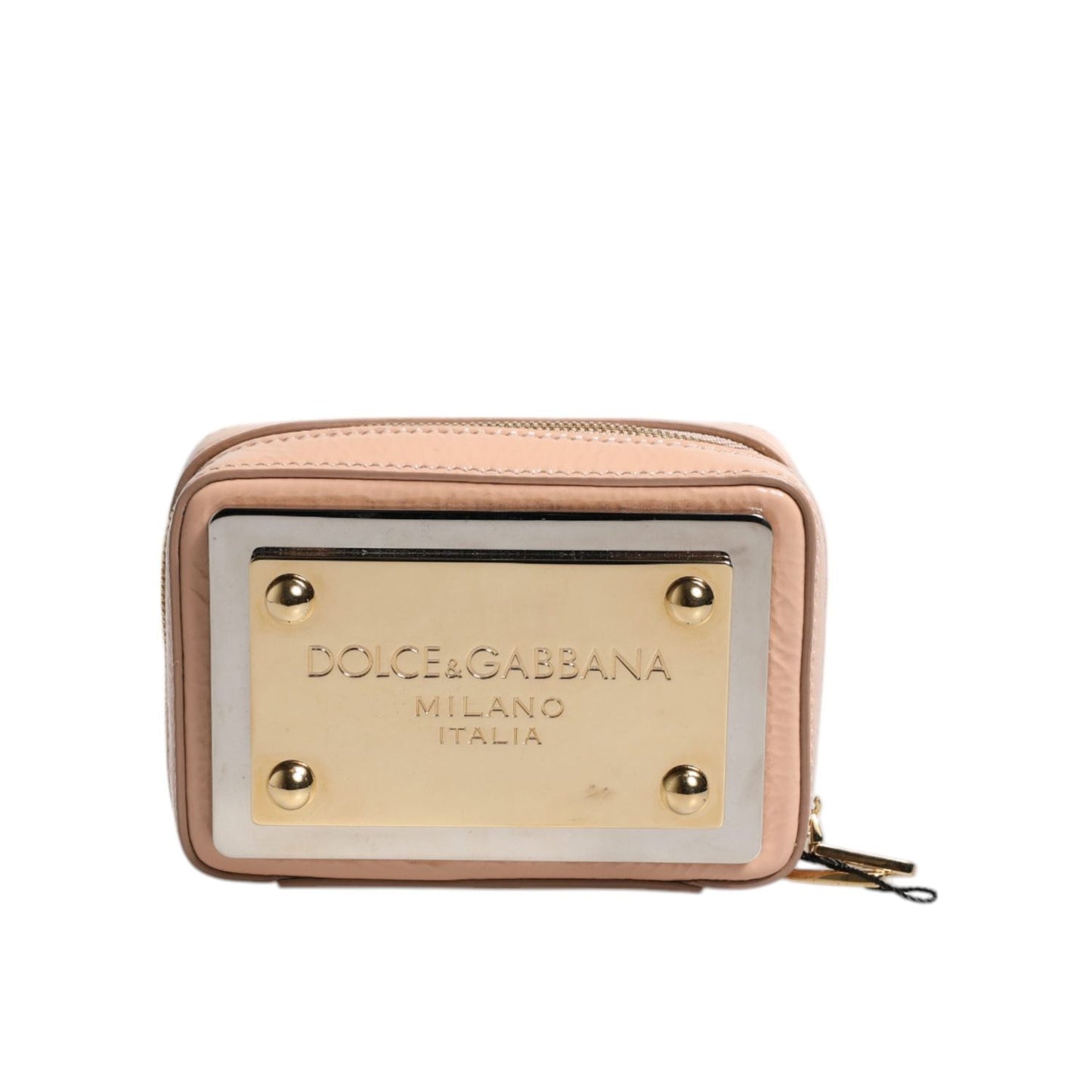 Dolce & Gabbana Nude Leather Logo Plaque Crossbody Bag