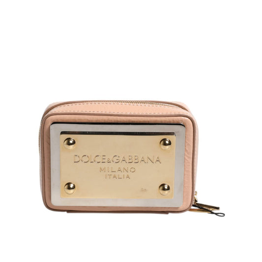 Dolce & Gabbana Nude Leather Logo Plaque Crossbody Bag