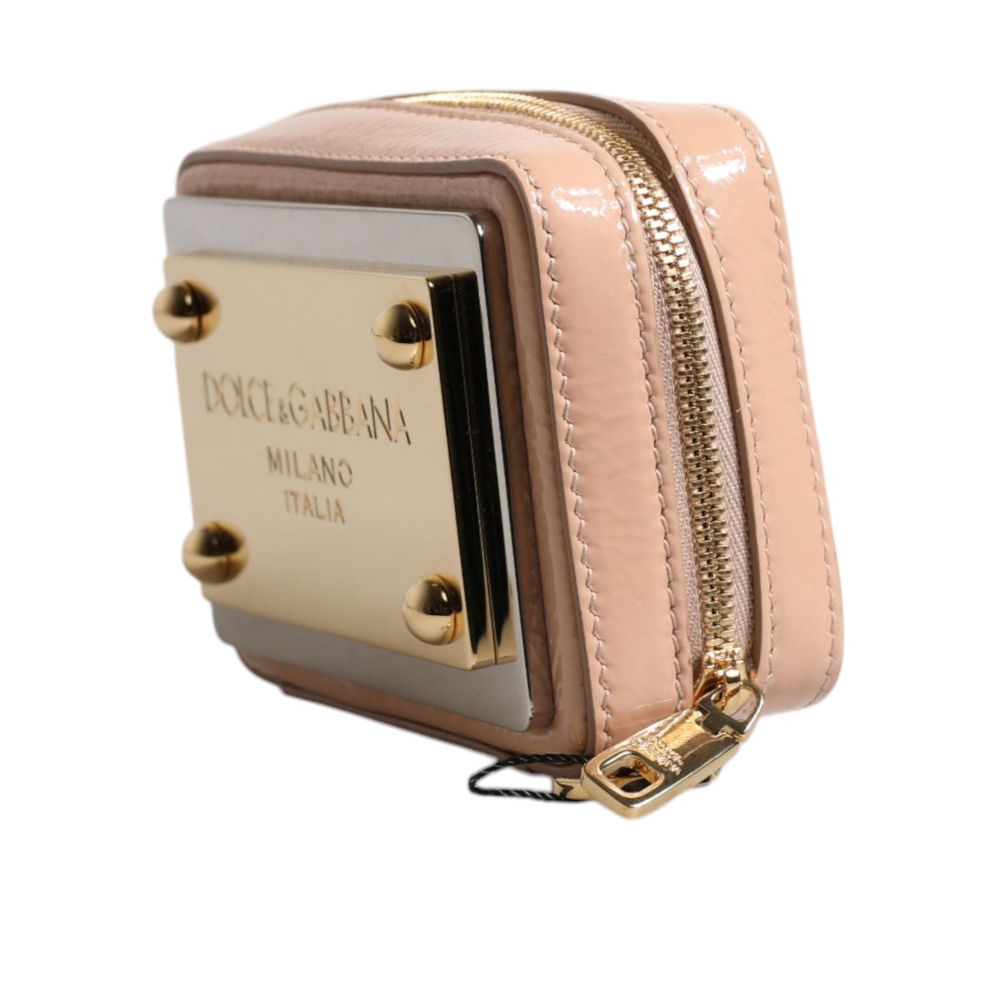 Dolce & Gabbana Nude Leather Logo Plaque Crossbody Bag