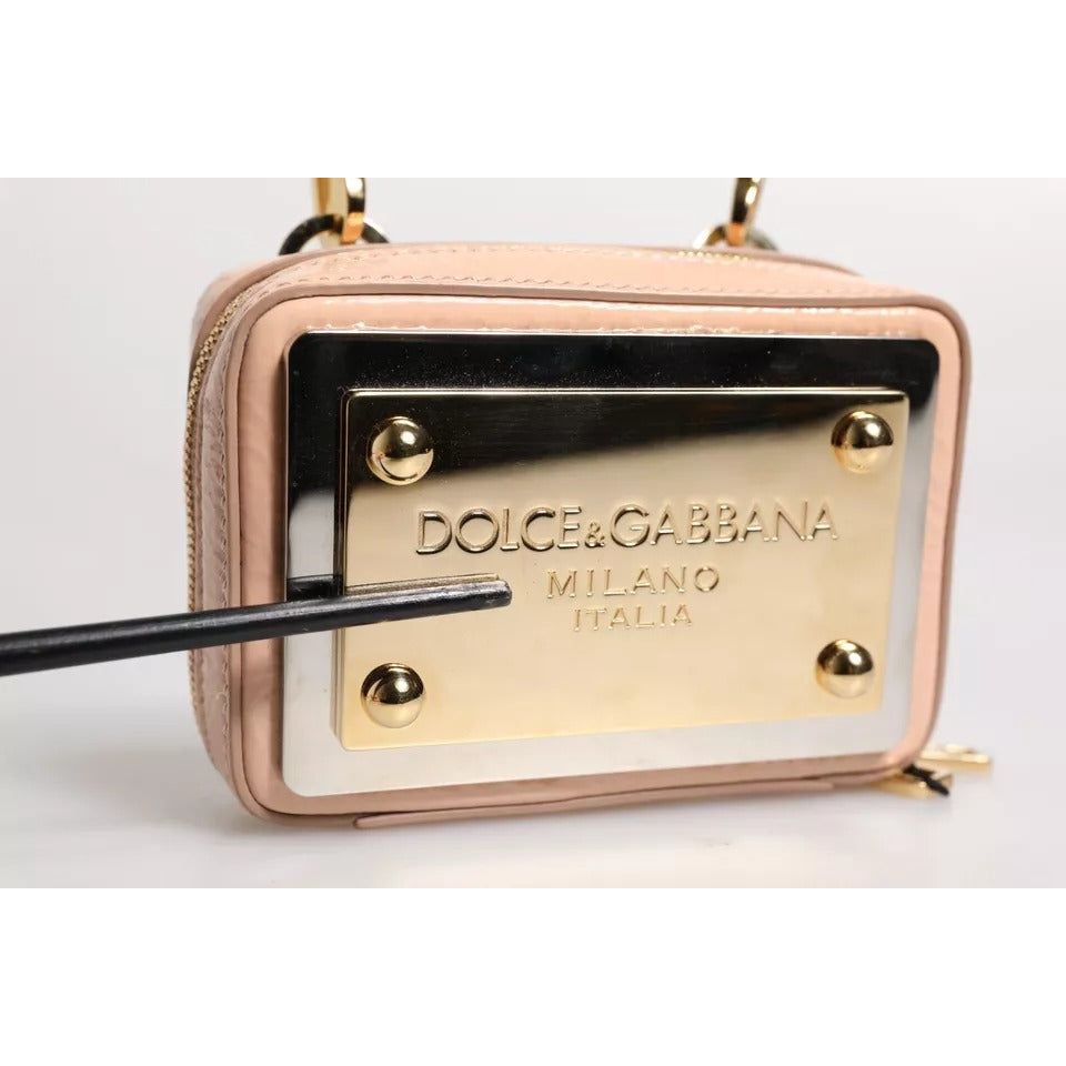 Dolce & Gabbana Nude Leather Logo Plaque Crossbody Bag