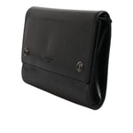 Dolce & Gabbana Black Leather Logo Embossed Crossbody Bag