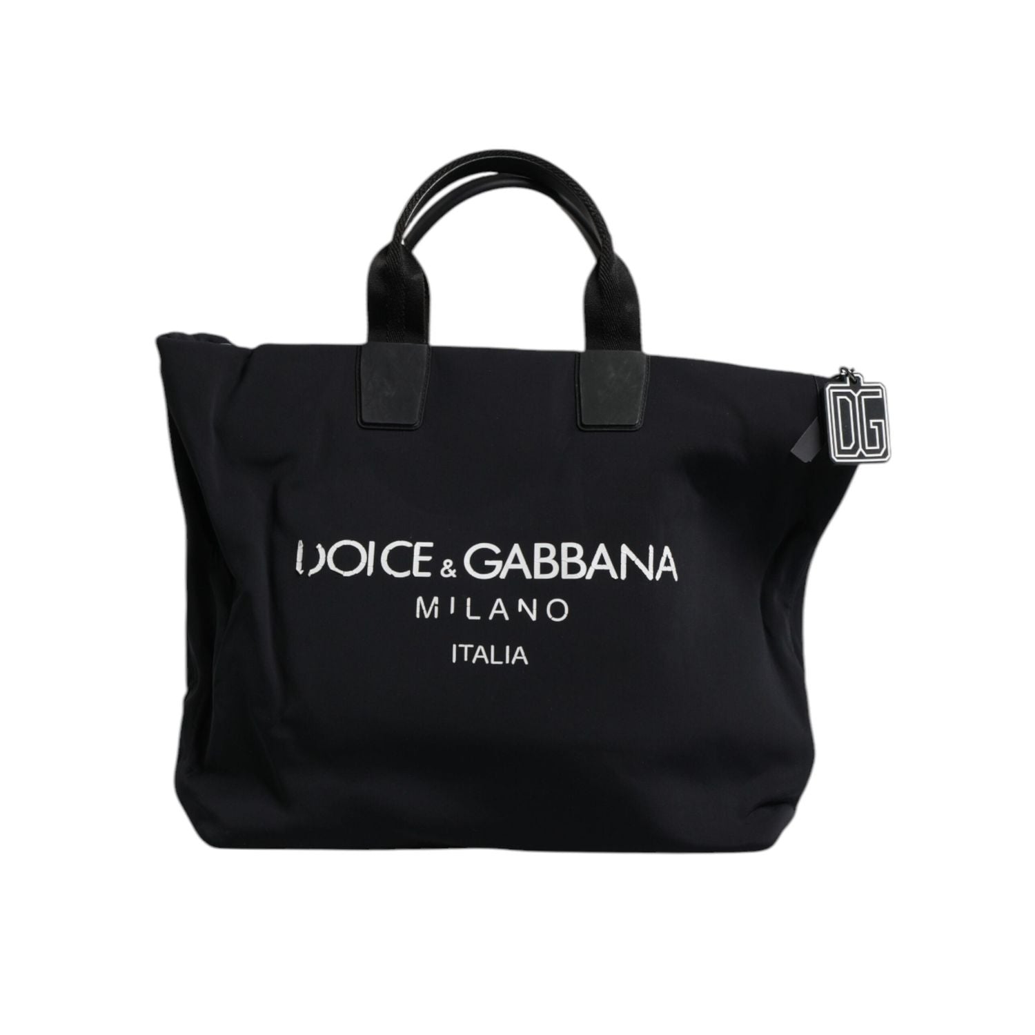 Front view with bag zipped and handles upright.