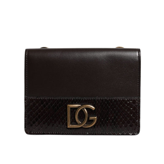 Dolce & Gabbana Brown Leather Bifold DG Logo Cardholder Sling Strap Wallet
