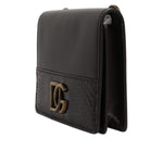 Dolce & Gabbana Brown Leather Bifold DG Logo Cardholder Sling Strap Wallet