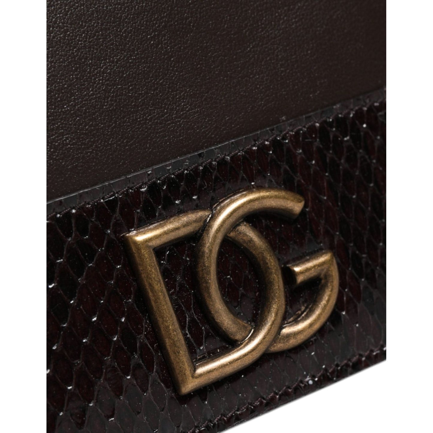 Dolce & Gabbana Brown Leather Bifold DG Logo Cardholder Sling Strap Wallet