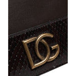 Dolce & Gabbana Brown Leather Bifold DG Logo Cardholder Sling Strap Wallet