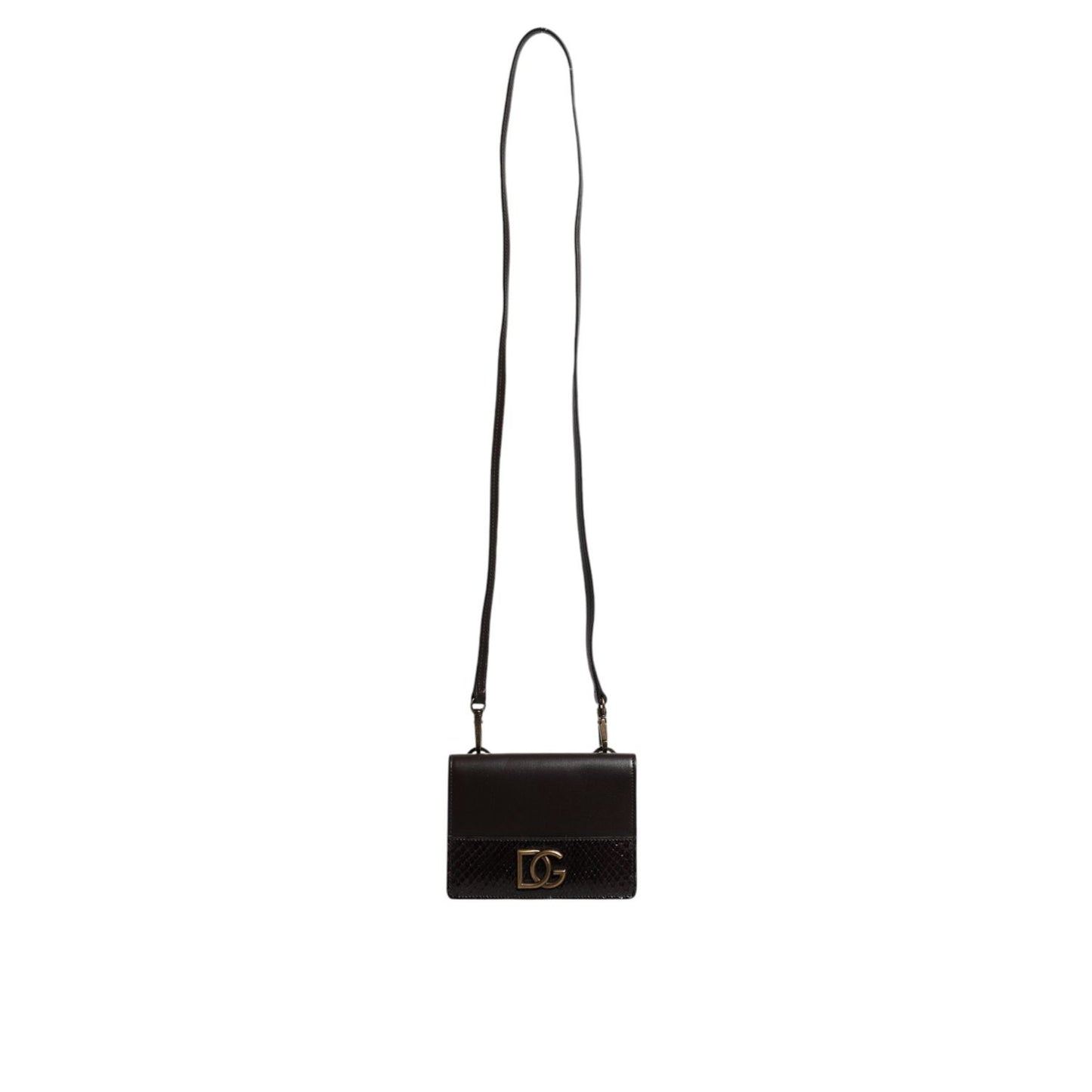 Dolce & Gabbana Brown Leather Bifold DG Logo Cardholder Sling Strap Wallet