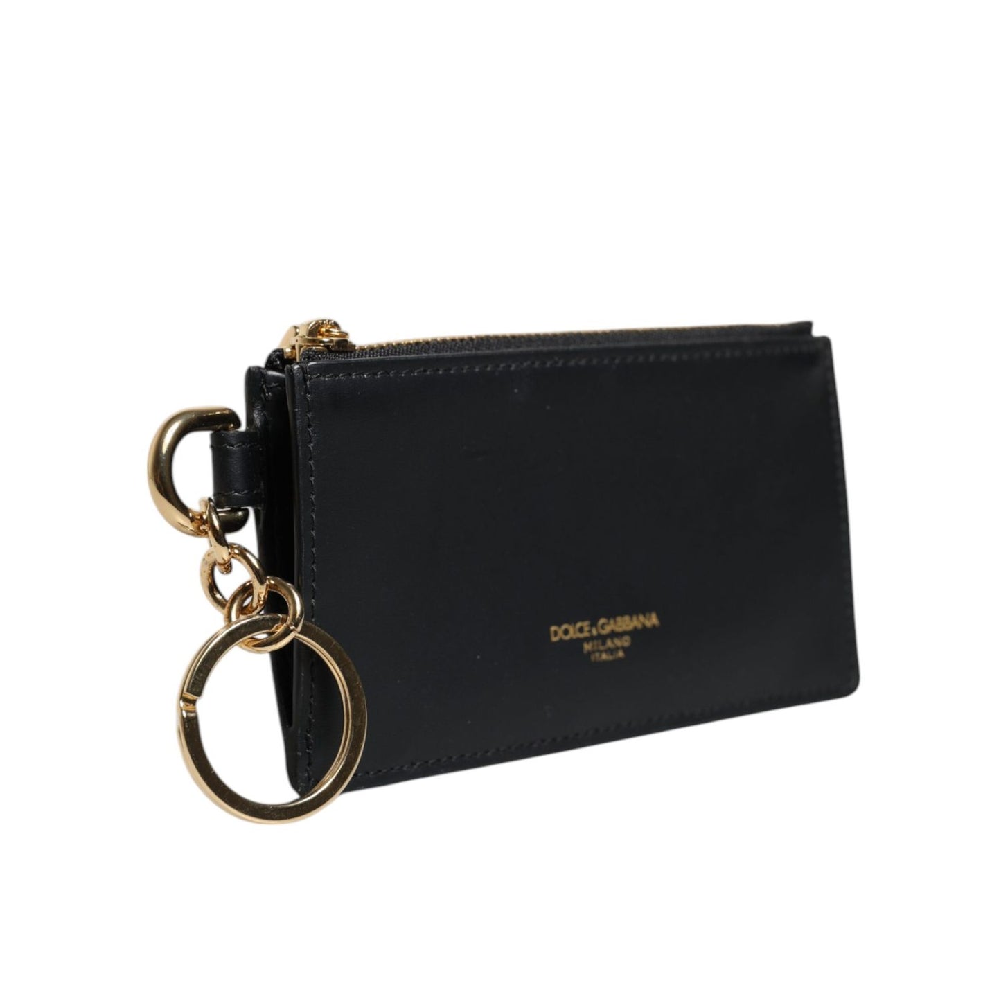 Dolce & Gabbana Black Calfskin Leather DG Logo Card Holder Wallet