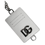 Dolce & Gabbana White Calf Leather Lanyard Logo Card Holder Wallet BAG4205