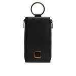 Dolce & Gabbana Black Leather Logo Plaque Neck Strap Card Coin Wallet