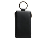 Dolce & Gabbana Black Leather Logo Plaque Neck Strap Card Coin Wallet