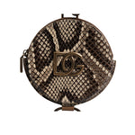 Dolce & Gabbana Brown Round Leather DG Logo Coin Purse Lanyard Wallet