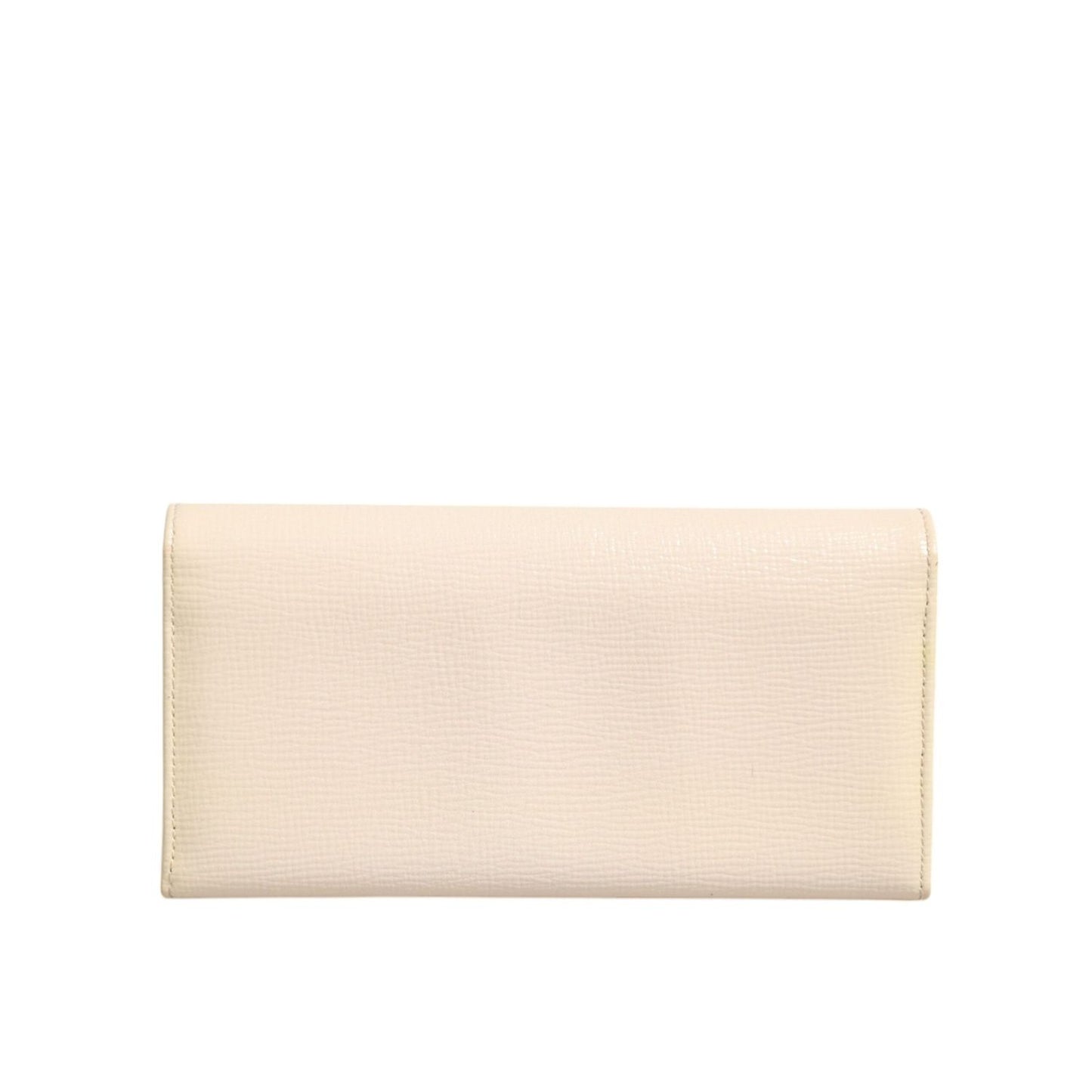 Dolce & Gabbana Beige Leather Trifold Logo Plaque Card Holder Wallet