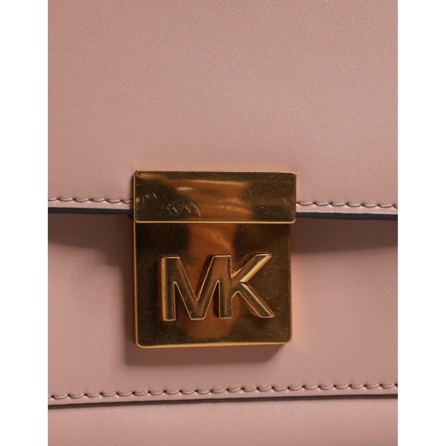 Michael Kors Pink Leather Logo Plaque Crossbody MINDY Satchel Bag