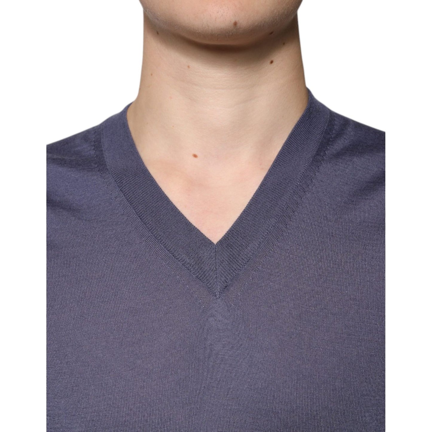 Dolce & Gabbana Gray Cashmere V-neck Men Pullover Sweater