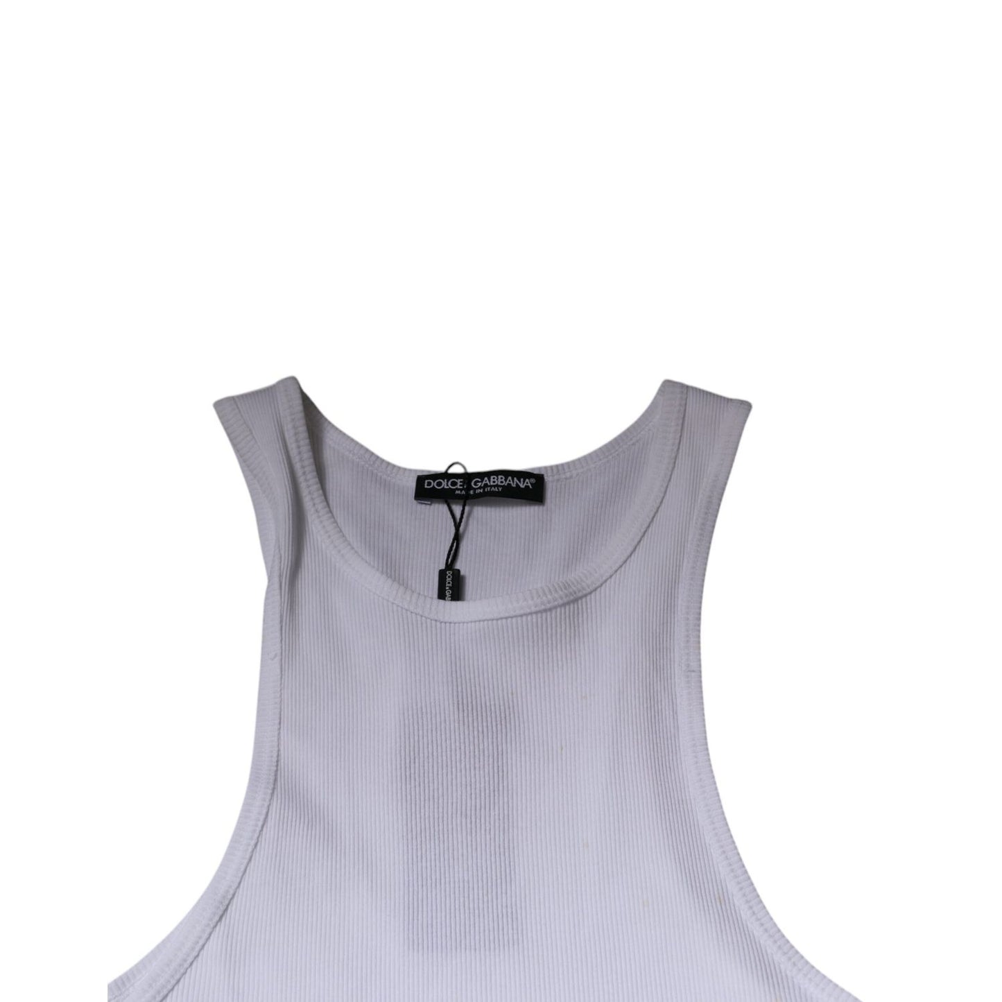 Dolce & Gabbana White Cotton Sleeveless Round Neck Tank T-shirt