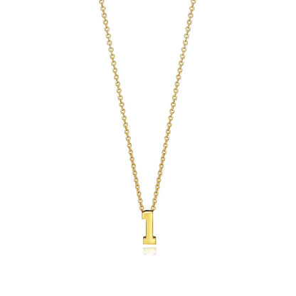 Gold necklace with letter 'I' pendant, ideal for personalized gifts or fashion statement.