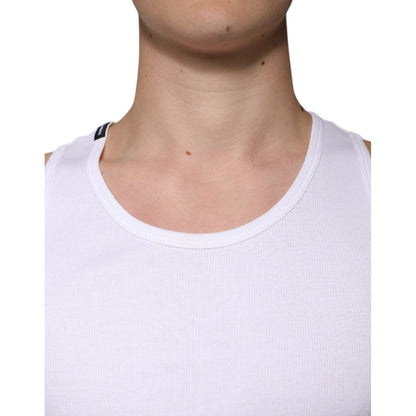 Dolce & Gabbana White Cotton Sleeveless Round Neck Tank T-shirt