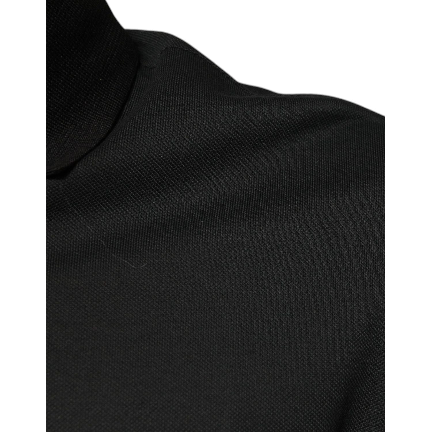 Dolce & Gabbana Black Logo Print Collared Cotton Polo T-shirt
