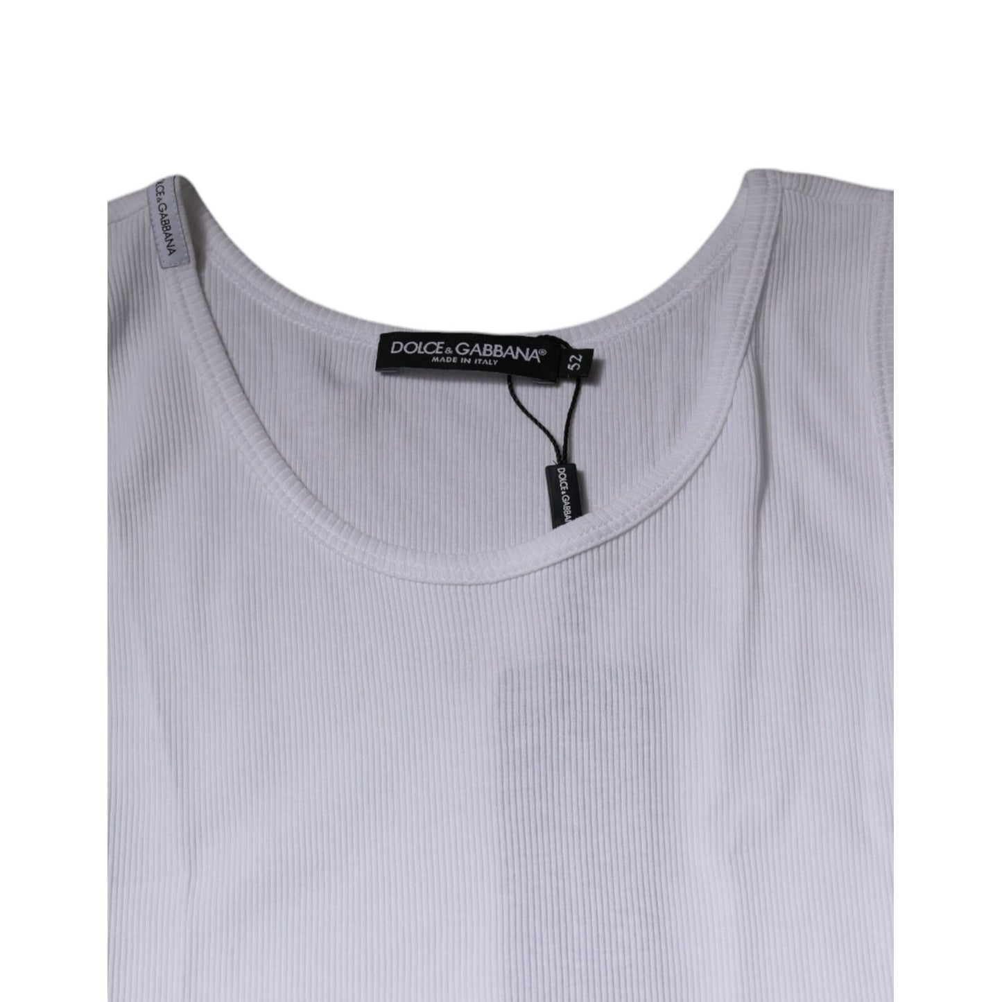 Dolce & Gabbana White Cotton Sleeveless Round Neck Tank T-shirt