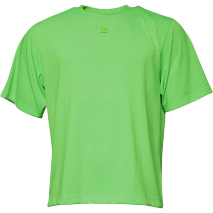 Dolce & Gabbana Green Logo Polyester Crew Neck T-shirt