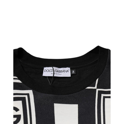 Dolce & Gabbana Black Logo Monogram Cotton Crew Neck T-shirt