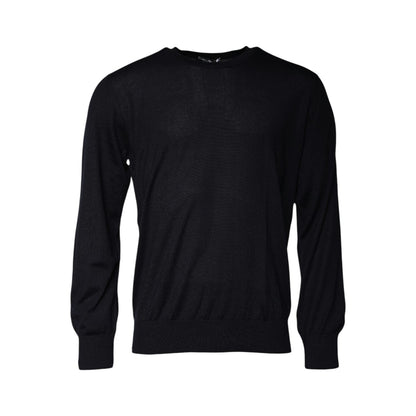 Dolce & Gabbana Blue Cashmere Crew Neck Pullover Sweater