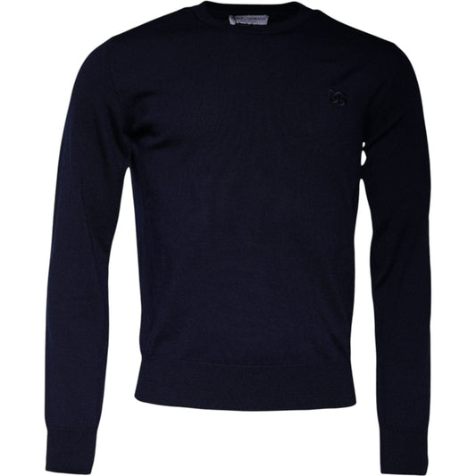 Dolce & Gabbana Blue DG Logo Wool Crew Neck Pullover Sweater 1728,67345645728,Blue,Clothing,Dolce & Gabbana,IT46 | S,Material: 100% Virgin Wool,Men,Men - Clothing,Preowned / Defect,Sweaters - Men - Clothing Dolce & Gabbana TSH87792-46