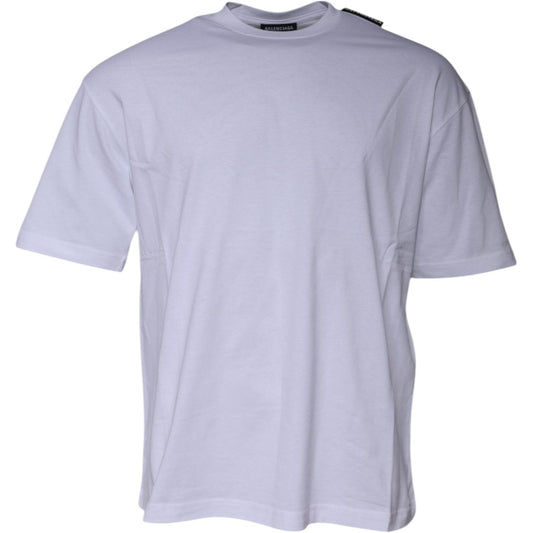 Balenciaga White Logo Cotton Jersey Crew Neck Short Sleeves T-shirt 1728,67345645728,Balenciaga,Clothing,M,Material: 100% Cotton,Men,Men - Clothing,Preowned / Defect,T-Shirts - Men - Clothing,White Balenciaga TSH878480-M