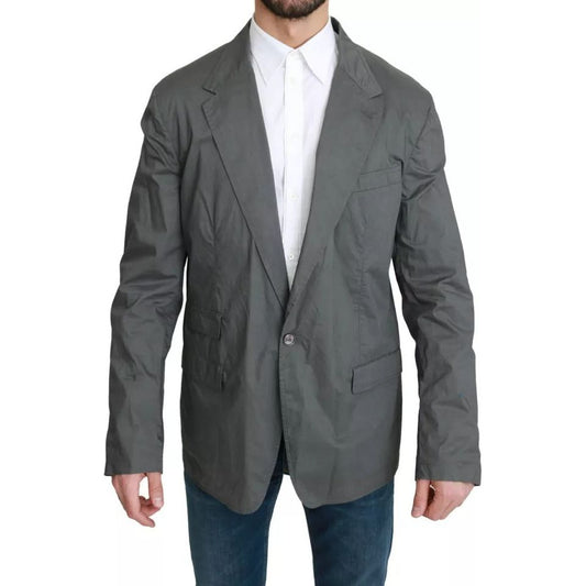 Dolce & Gabbana Gray Cotton Single Breasted Formal Blazer 1728,67345645728,Blazers - Men - Clothing,Clothing,Dolce & Gabbana,Gray,IT56 | XL,Material: 100% Cotton,Men,Men - Clothing,New with tags Dolce & Gabbana KOS1752-56