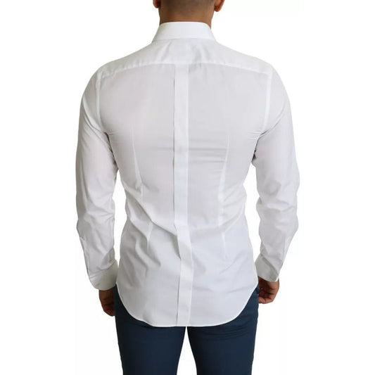 Dolce & Gabbana White Formal Tuxedo Dress GOLD Shirt 1728,67345645728,Clothing,Dolce & Gabbana,IT37 | XS,Material: 81% Cotton 19% Silk,Men,Men - Clothing,Preowned / Defect,Shirts - Men - Clothing,White Dolce & Gabbana TSH5372-37