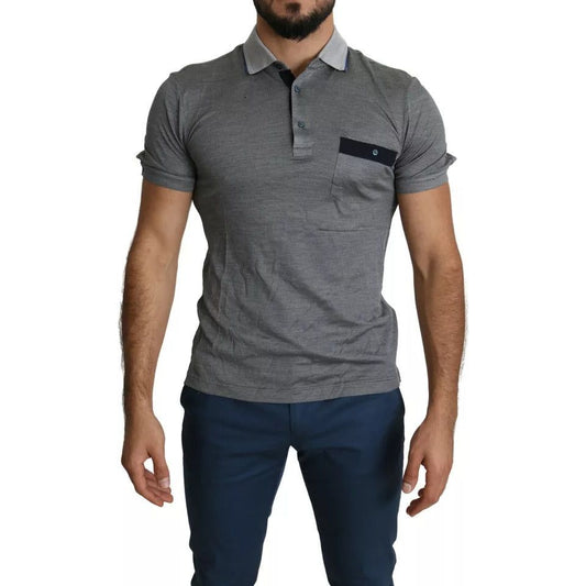 Dolce & Gabbana Gray Collared Silk Polo Top Shirt T-shirt 1728,67345645728,Clothing,Dolce & Gabbana,Gray,IT44 | XS,Material: 100% Silk,Men,Men - Clothing,Polo Shirt - Men - Clothing,Preowned / Defect Dolce & Gabbana TSH5633-44