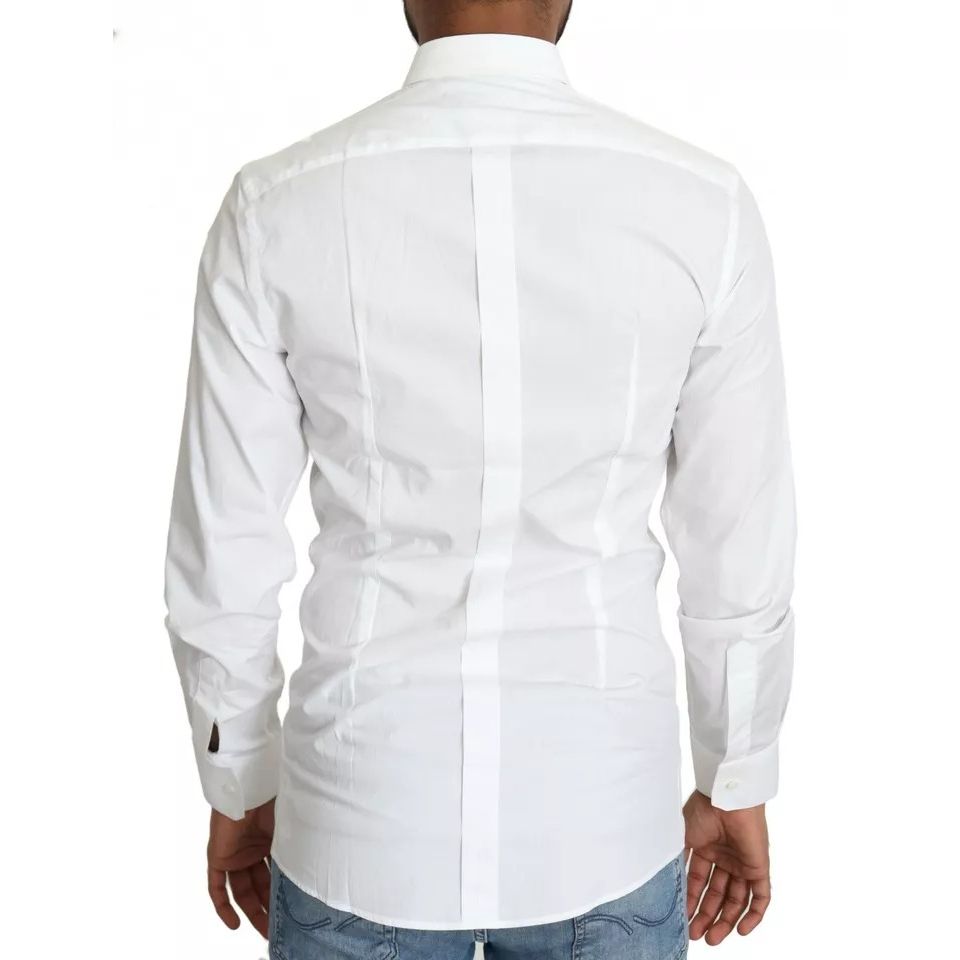 Dolce & Gabbana White Cotton Formal Dress Top GOLD Shirt