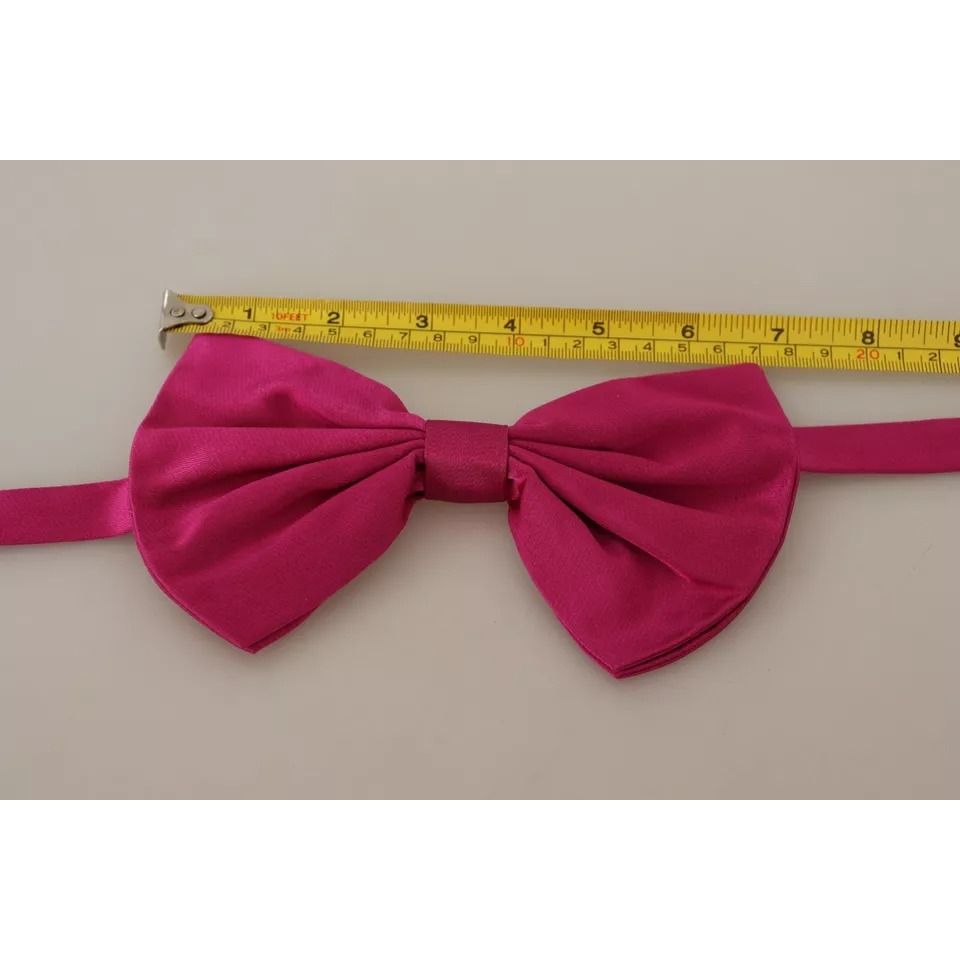 Dolce & Gabbana Pink Silk Adjustable Neck Bow Tie Men