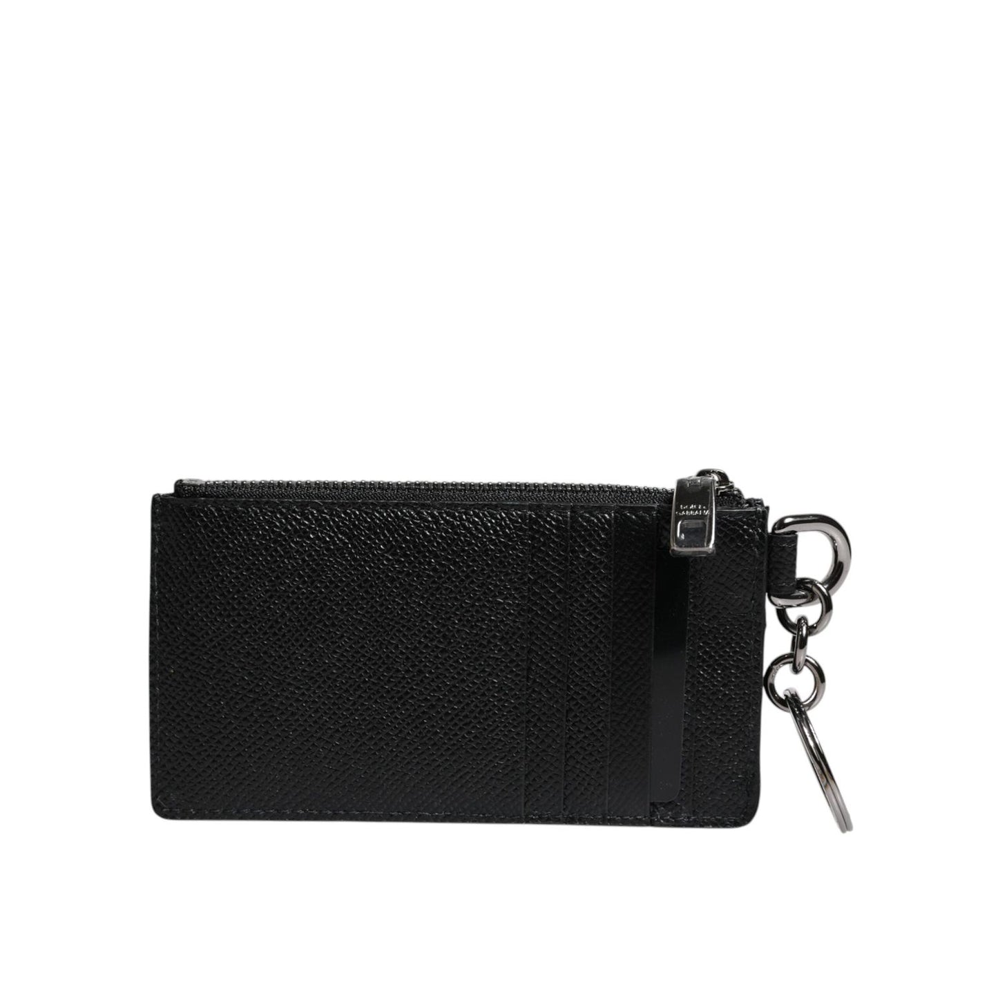 Dolce & Gabbana Black Calfskin Leather DG Logo Card Holder Wallet