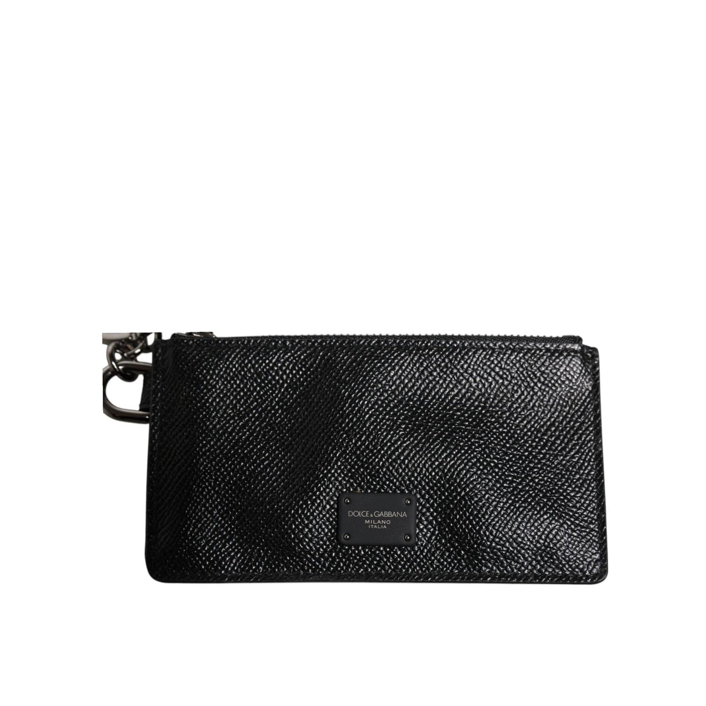 Dolce & Gabbana Black Calfskin Leather DG Logo Card Holder Wallet
