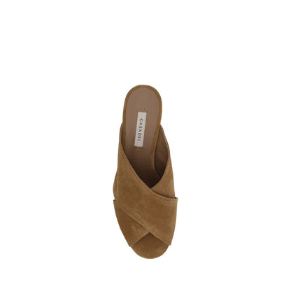 Casadei Brown Calf Leather Bos Taurus Platform Sandals