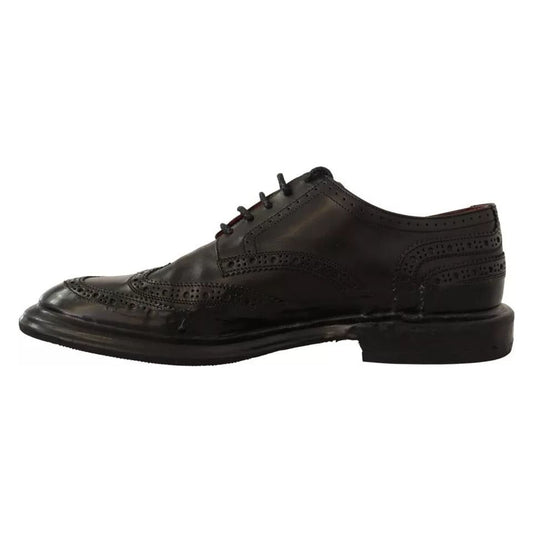 Dolce & Gabbana Black Perforated Leather Lace Up Derby Shoes 1728,67345645728,Black,Dolce & Gabbana,EU40/US7,Formal - Men - Shoes,Material: 100% Leather,Men,Men - Shoes,Preowned / Defect,Shoes Dolce & Gabbana MV4164-40