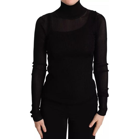 Dolce & Gabbana Black Turtleneck Form Fitting Pullover Sweater 1728,67345645728,Black,Clothing,Dolce & Gabbana,IT44 | M,Material: 98% Viscose 2% Nylon,Preowned / Defect,Sweaters - Women - Clothing,Women,Women - Clothing Dolce & Gabbana TSH6859-44