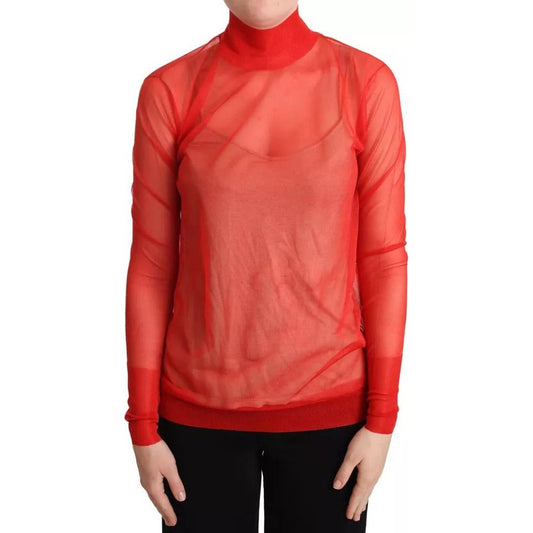 Dolce & Gabbana Orange Semi Transparent Blouse Sweater 1728,67345645728,Clothing,Dolce & Gabbana,IT38 | XS,Material: 100% Polyester,Orange,Preowned / Defect,Sweaters - Women - Clothing,Women,Women - Clothing Dolce & Gabbana TSH6860-38