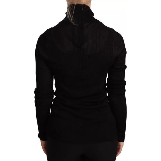 Dolce & Gabbana Black Turtleneck Slim Fit Pullover Sweater 1728,67345645728,Black,Clothing,Dolce & Gabbana,IT48 | XL,Material: 98% Viscose 2% Nylon,Preowned / Defect,Sweaters - Women - Clothing,Women,Women - Clothing Dolce & Gabbana TSH6648-48