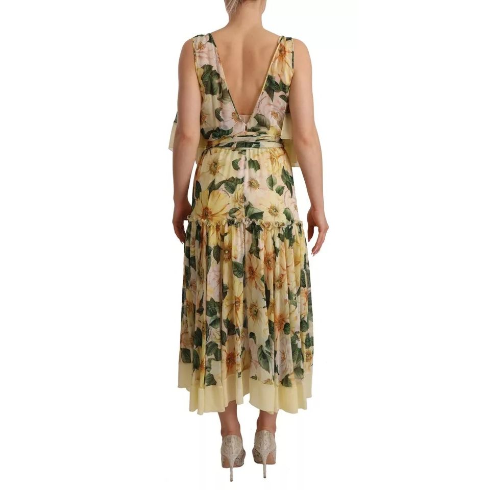 Dolce & Gabbana Multicolor Silk Floral Print Long Maxi Dress