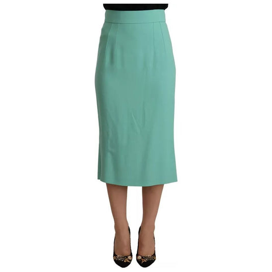 Dolce & Gabbana Mint Green Viscose Pencil Cut Midi Skirt 1728,67345645728,Clothing,Dolce & Gabbana,Green,IT38 | XS,Material: 51% Viscose 46% Acetate 3% Elastane,Preowned / Defect,Skirts - Women - Clothing,Women,Women - Clothing Dolce & Gabbana SKI1608-38