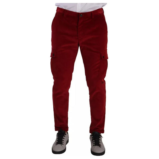 Dolce & Gabbana Red Corduroy Cotton Cargo Skinny Pants 1728,67345645728,Clothing,Dolce & Gabbana,IT48 | M,Jeans & Pants - Men - Clothing,Material: 100% Cotton,Men,Men - Clothing,New with tags,Red Dolce & Gabbana PAN72732 -48